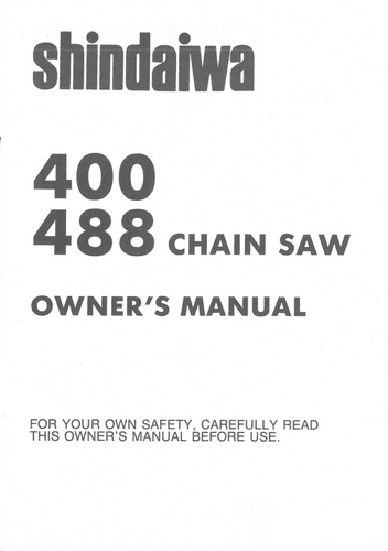 Shindaiwa 400 488 Chainsaw Operators Manual