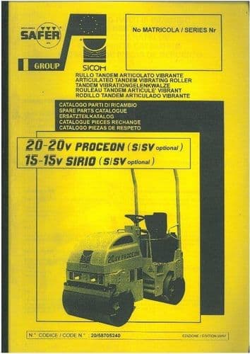 Sicom Roller - Models 15-15V Sirio & 20-20V Proceon Parts Manual