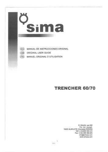 Sima Trencher 60 & 70 Operators Manual