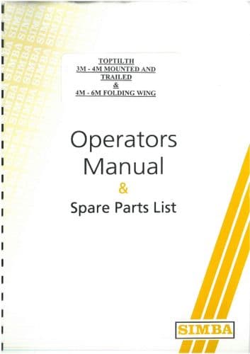 Simba Cultivator Mounted/Trailed & Folding Toptilth 3M 4M 5M 6M Operators Manual and Parts List