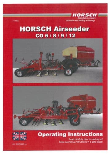 Simba Horsch Airseeder Seed Drill CO6 CO8 CO9 CO12 Operators Manual