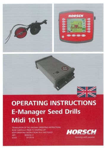 Simba Horsch Seed Drill E-Manager Midi 10.11 Operators Manual