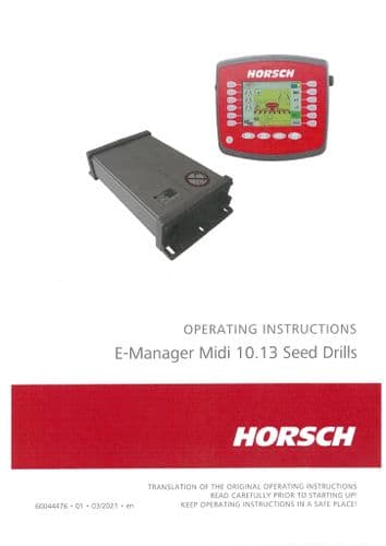 Simba Horsch Seed Drill E-Manager Midi 10.13 Operators Manual