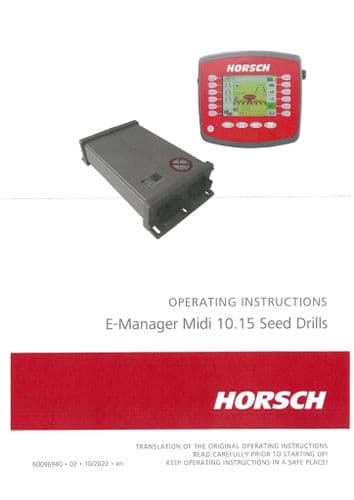 Simba Horsch Seed Drill E-Manager Midi 10.15 Operators Manual
