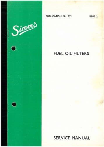 Simms Fuel Oil Filter FF & FP Workshop Service Manual