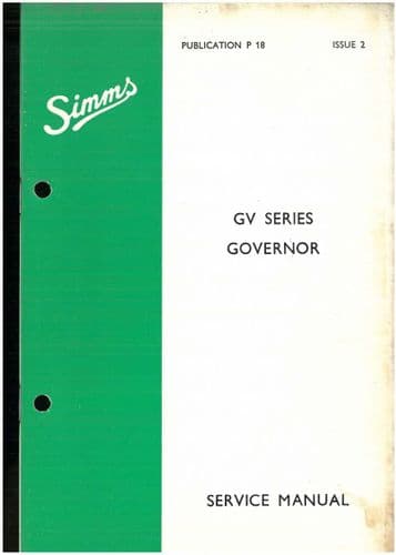 Simms Governor GV Series Workshop Service Manual