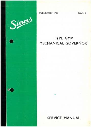 Simms MechanicalGovernor GMV Series Workshop Service Manual