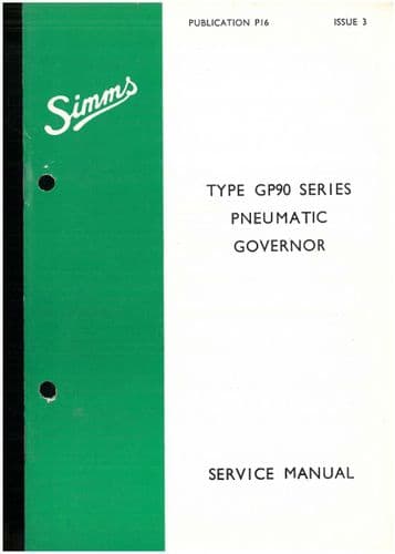 Simms Pneumatic Governor GP90 Series Workshop Service Manual