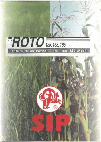 SIP Rotary Drum Mower Roto 135 165 185 Operators Manual with Parts List