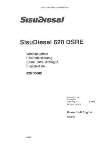 Sisu Diesel Engine 620 DSRE 620-60608 Parts Manual