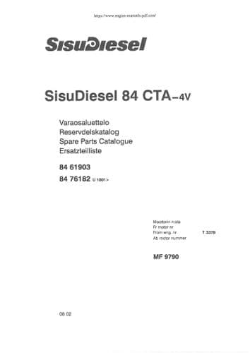 Sisu Diesel Engine 84CTA-4V 84-61903 84-76182 Parts Manual