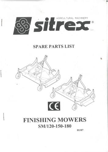 Sitrex  Finishing Mower SM120 SM150 SM180  Spare Parts List
