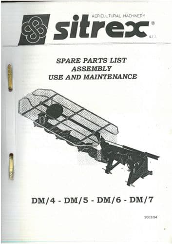 Sitrex  Mower DM/4 DM/5 DM/6 DM/7 Parts Manual -DM4 DM5 DM6 DM7