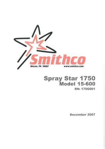 Smithco Spray Star 1750 Operators Manual and Spare Parts List