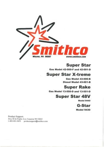 Smithco Super Star, Super Star X-Treme, Super Rake, Super Star 48V, G-Star Operators Manual