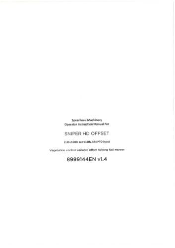 Spearhead Control Flail Mower Sniper HD Offset 2.3 - 2.5 Operators Manual
