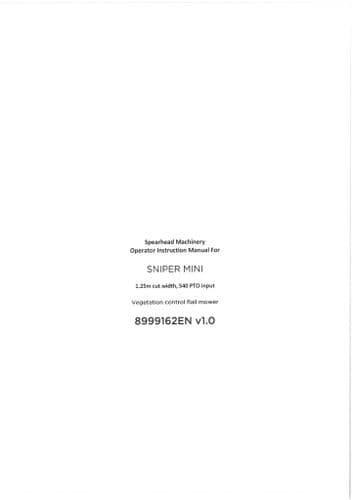 Spearhead Control Flail Mower Sniper Mini Operators Manual