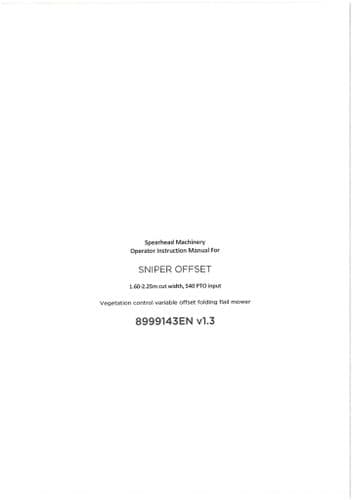 Spearhead Control Folding  Flail Mower Sniper Offset 160cm - 225cm Operators Manual