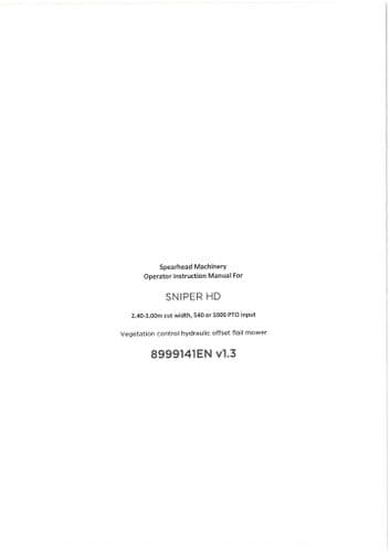 Spearhead Control Offset Flail Mower Sniper HD 2.4 - 3.0 Operators Manual