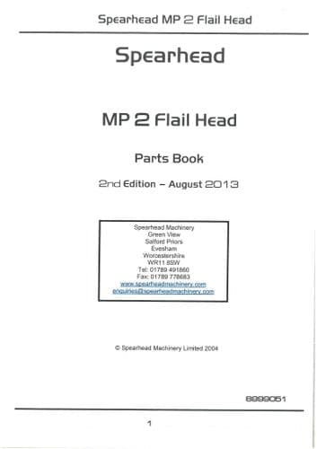 Spearhead Flail Head MP2 Parts Manual
