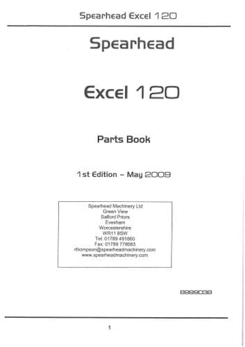 Spearhead Reach Mower Excel 120 Parts Manual