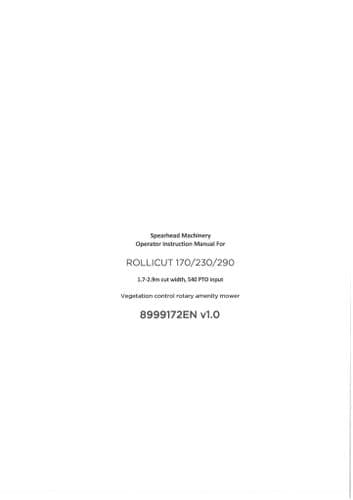 Spearhead Rollicut 170 230 290 Operators Manual