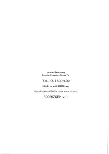Spearhead Rollicut 500 & 600 Operators Manual