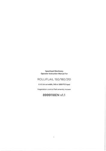 Spearhead Rolliflail 150, 180 & 210 Operators Manual