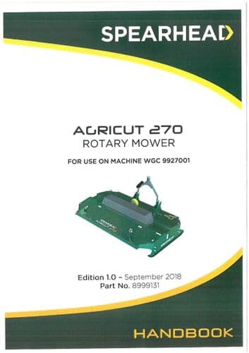 Spearhead Rotary Mower Agricut 270 Operators Manual