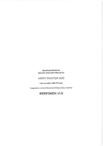 Spearhead Rotary Mower Army Master 500 Operators Manual