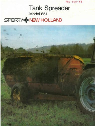 Sperry New Holland Tank Spreader Model 651 Brochure