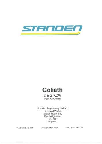 Standen 2&3 Row Potato Planter Goliath Operators Manual