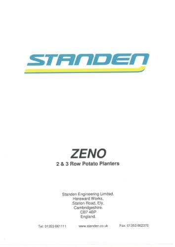 Standen 2&3 Row Potato Planter Zeno Operators Manual