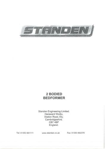 Standen 2 Bodied Bedformer Operators Manual