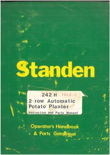 Standen 2-Row Automatic Potato Planter 242 H Operators Manual with Parts List - ORIGINAL