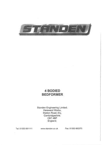Standen 4 Bodied Bedformer Operators Manual