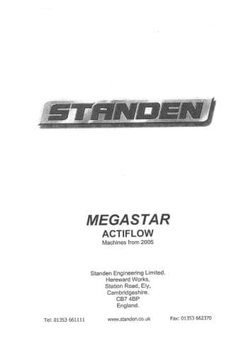 Standen De-Stoner De-Clodder Megastar Actiflow 2005 Operators Manual