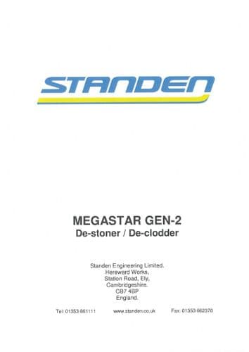 Standen De-Stoner De-Clodder Megastar Gen 2 Operators Manual