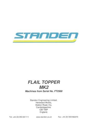 Standen Flail Topper Mk2 Operators Manual