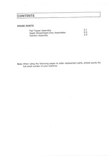 Standen Flail Topper Mk2 Parts Manual