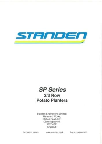 Standen Potato Planter SP Series 2 and 3 Row Operators Manual