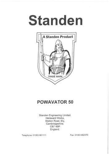 Standen Powavator 50 Operators Manual