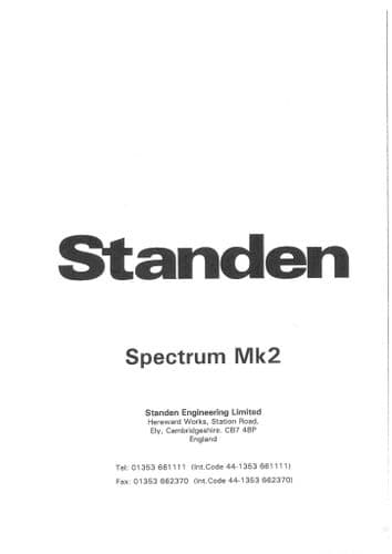 Standen Sugar Beet Harvester Spectrum Mk2 Operators Manual