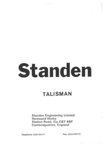 Standen Sugar Beet Harvester Talisman Operators Manual