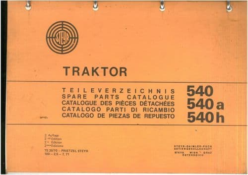 Steyr Tractor 540 540a 540h  Parts Manual