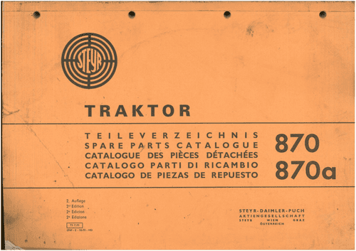 Steyr Tractor 870 870a Parts Manual