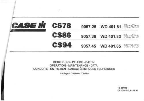 Steyr Tractor 9078 9086 9094 - Operators Manual