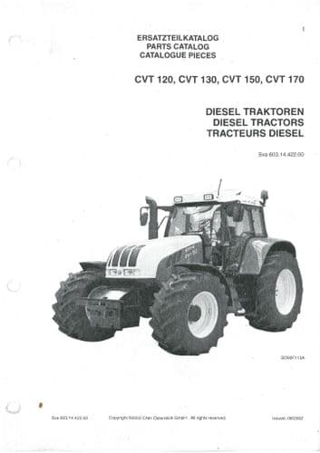 Steyr Tractor CVT120 CVT130 CVT150 CVT170 Parts Manual