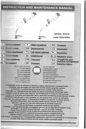 Stiga Brush Cutter ST210 Operators Manual