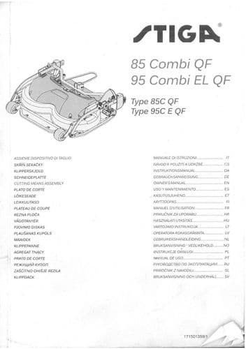 Stiga Cutting Deck 85 Combi QF 95 Combi ELQF Type 85CQF 95CEQF Operators Manual